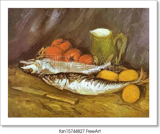 Free art print of Still Life with Mackerels, Lemons and Tomatoes by Vincent Van Gogh Free art print of Still Life with Mackerels, Lemons and Tomatoes by Vincent Van Gogh