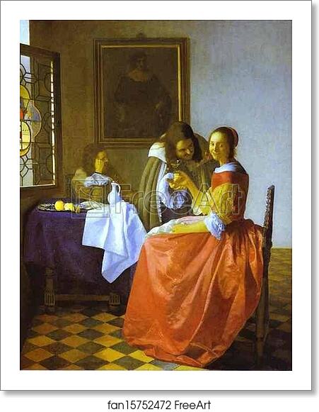 Free art print of Woman and Two Man by Jan Vermeer Free art print of Woman and Two Man by Jan Vermeer
