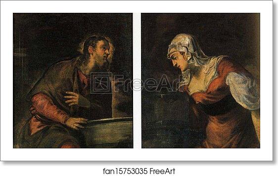 Free art print of Christ at the Well. The Samaritan Woman at the Well by Jacopo Robusti, Called Tintoretto
