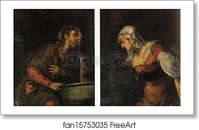 Free art print of Christ at the Well. The Samaritan Woman at the Well by Jacopo Robusti, Called Tintoretto