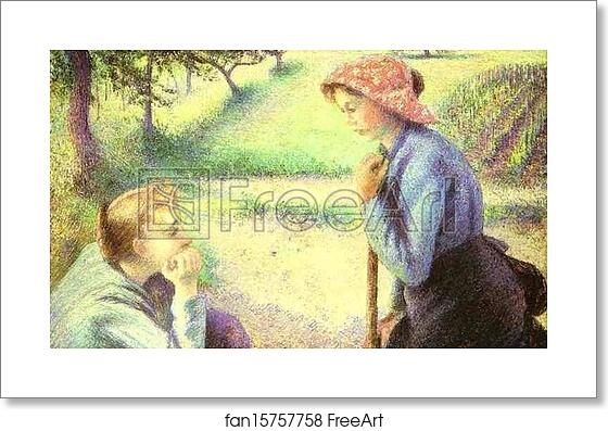 Free art print of The Chat by Camille Pissarro Free art print of The Chat by Camille Pissarro