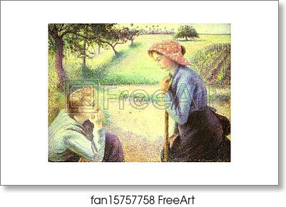 Free art print of The Chat by Camille Pissarro