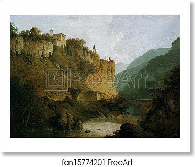Free art print of The Convent of San Cosimato and Part of the Claudian Aqueduct near Vicovaro in the Roman Campagna by Joseph Wright Of Derby