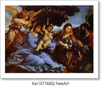 Free art print of Madonna with Child, St. Catherine, and St. Jacob by Lorenzo Lotto