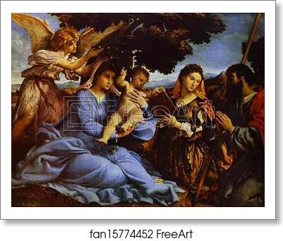 Free art print of Madonna with Child, St. Catherine, and St. Jacob by Lorenzo Lotto Free art print of Madonna with Child, St. Catherine, and St. Jacob by Lorenzo Lotto