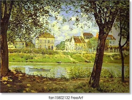 Free art print of Village on the Banks of the Seine (Villeneuve-la-Garenne) by Alfred Sisley