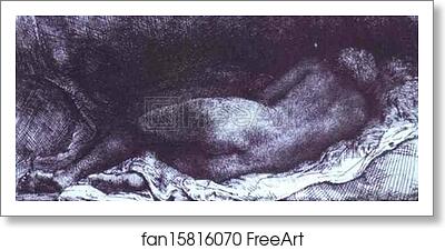 Free art print of Woman Lying Down by Rembrandt Harmenszoon Van Rijn
