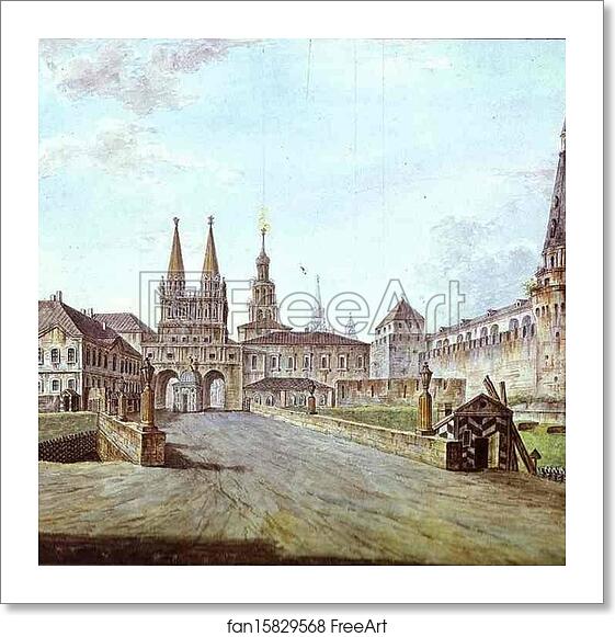 Free art print of View of Moscow Near the Iversky Gate of the Kremlin by Fedor Alekseev Free art print of View of Moscow Near the Iversky Gate of the Kremlin by Fedor Alekseev