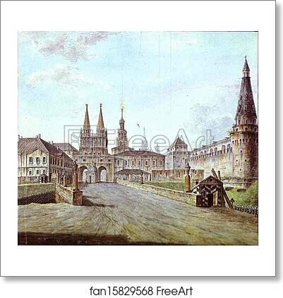 Free art print of View of Moscow Near the Iversky Gate of the Kremlin by Fedor Alekseev
