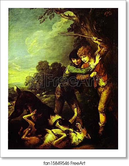 Free art print of Two Shepherd Boys with Dogs Fighting by Thomas Gainsborough Free art print of Two Shepherd Boys with Dogs Fighting by Thomas Gainsborough