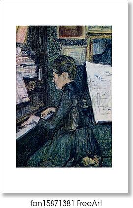 Free art print of Mademoiselle Dihau at the Piano by Henri De Toulouse-Lautrec