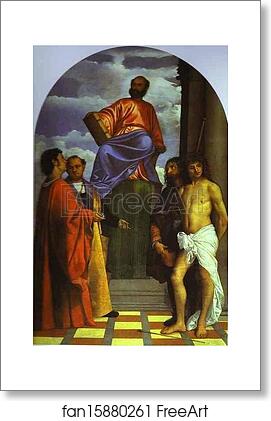 Free art print of St. Mark Enthroned with Saints by Titian