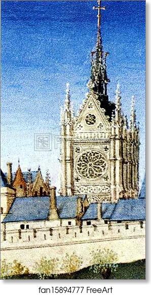Free art print of Les trÄ�s riches heures du Duc de Berry. June. Palais de la Cite and Sainte-Chapelle in Paris. Detail by Limbourg Brothers
