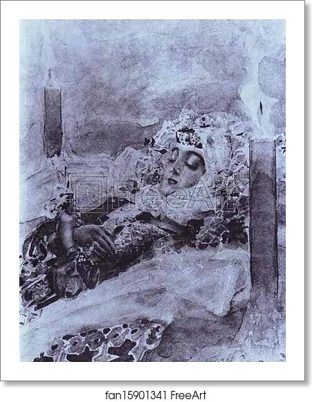 Free art print of Tamara Lying in State. Illustration for The Demon by Mikhail Lermontov by Mikhail Vrubel