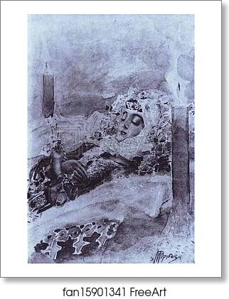 Free art print of Tamara Lying in State. Illustration for The Demon by Mikhail Lermontov by Mikhail Vrubel