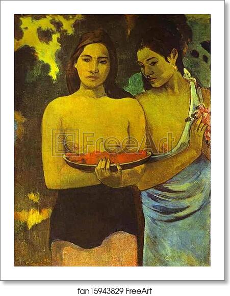 Free art print of Two Tahitian Women with Mango Blossoms by Paul Gauguin Free art print of Two Tahitian Women with Mango Blossoms by Paul Gauguin