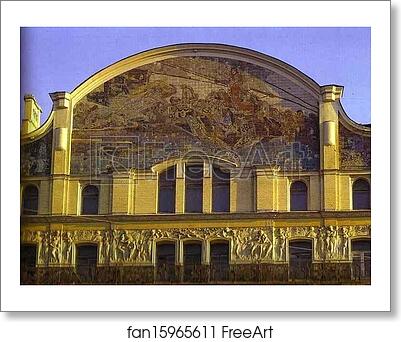 Free art print of The part of the facade of the Hotel Methropol with Vrubel's tile panel by Mikhail Vrubel
