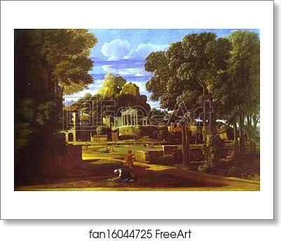 Free art print of Landscape with the Cinders of Phocion by Nicolas Poussin