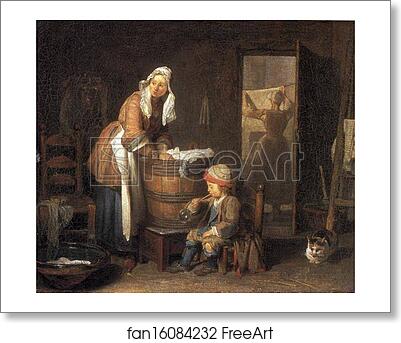 Free art print of The Laundress by Jean-Baptiste-Simeon Chardin