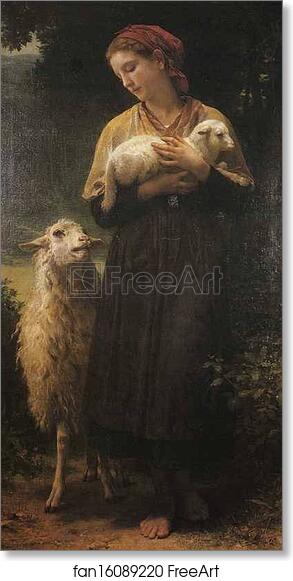 Free art print of The Shepherdess by William-Adolphe Bouguereau