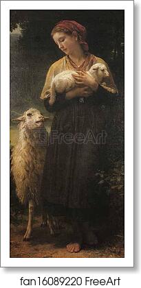 Free art print of The Shepherdess by William-Adolphe Bouguereau