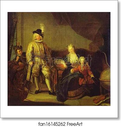 Free art print of Portrait of Baron von Erlach with His Family by Antoine Pesne