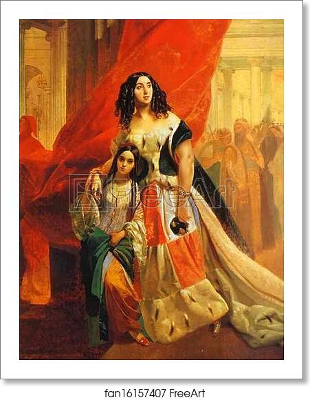 Free art print of Portrait of Countess Yu. P. Samoilova and Her Ward Amacilia Pacini Leaving a Ball by Karl Brulloff Free art print of Portrait of Countess Yu. P. Samoilova and Her Ward Amacilia Pacini Leaving a Ball by Karl Brulloff