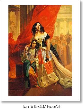 Free art print of Portrait of Countess Yu. P. Samoilova and Her Ward Amacilia Pacini Leaving a Ball by Karl Brulloff