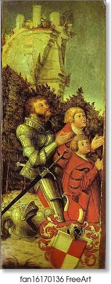 Free art print of Portrait of a Knight with Two Sons by Lucas Cranach The Elder