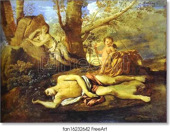 Free art print of Echo and Narcissus by Nicolas Poussin