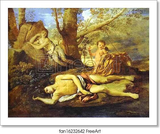 Free art print of Echo and Narcissus by Nicolas Poussin. C