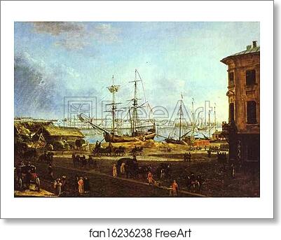 Free art print of View of the English Embankment from Vasilievsky Island in St. Petersburg by Fedor Alekseev