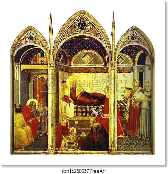 Free art print of The Nativity of the Virgin by Pietro Lorenzetti