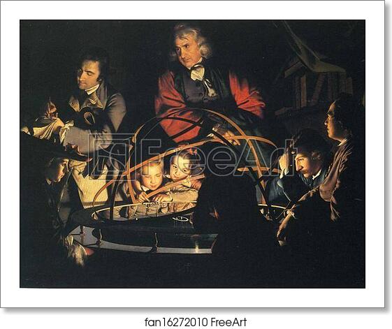 Free art print of A Philosopher Giving That Lecture on the Orrery, in Which a Lamp is Put in Place of the Sun by Joseph Wright Of Derby