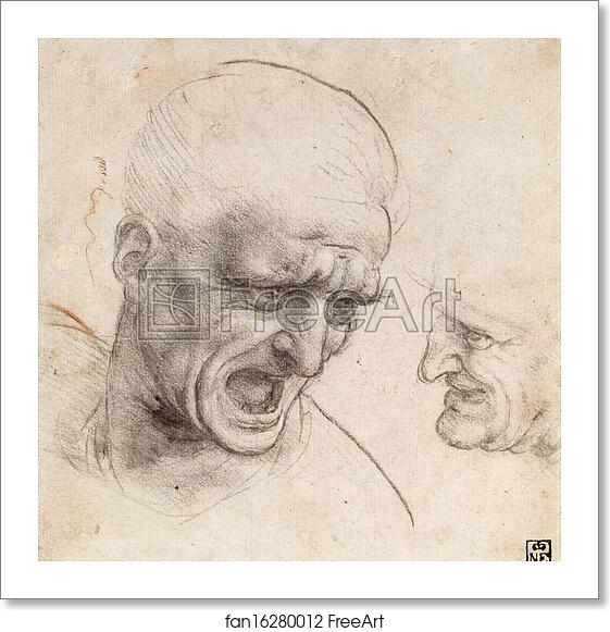 Free art print of Study of Two Warriors' Heads for the Battle of Anghiari by Leonardo Da Vinci Free art print of Study of Two Warriors' Heads for the Battle of Anghiari by Leonardo Da Vinci