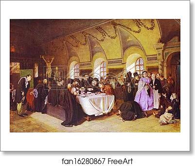 Free art print of A Meal in the Monastery by Vasily Perov