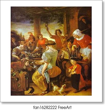 Free art print of Cat Family by Jan Steen