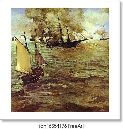 Free art print of The Battle of the Kearsarge and the Alabama by Edouard Manet