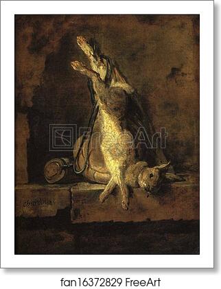 Free art print of Wild Rabbit with Game-Bag and Powder Flask by Jean-Baptiste-Simeon Chardin