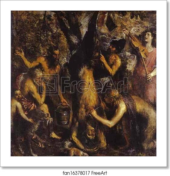 Free art print of The Flaying of Marsyas by Titian