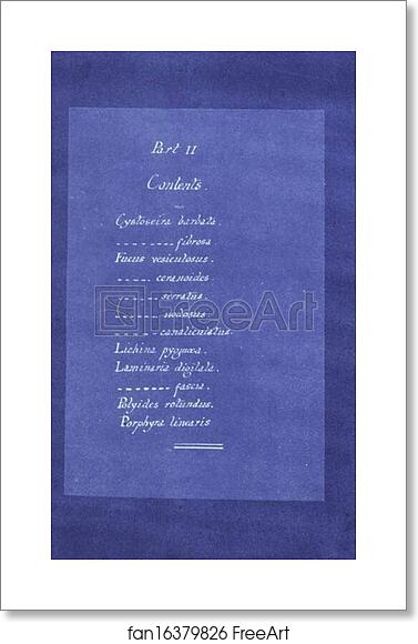 Free art print of Contents list by Anna Atkins Free art print of Contents list by Anna Atkins