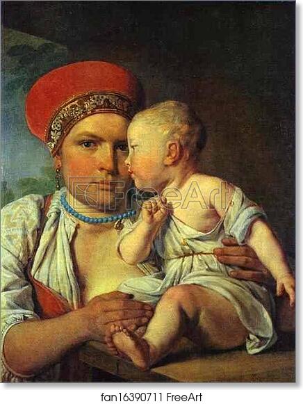 Free art print of Wet-Nurse with a Child by Alexey Venetsianov