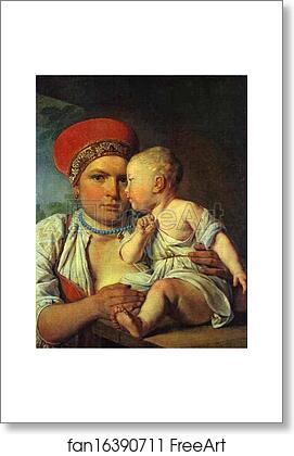 Free art print of Wet-Nurse with a Child by Alexey Venetsianov