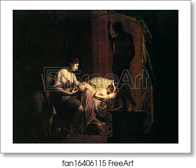 Free art print of Penelope Unravelling Her Web, by Lamp Light by Joseph Wright Of Derby