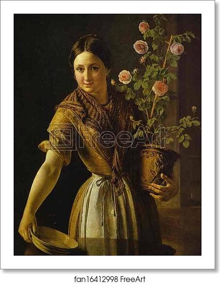 Free art print of Girl with a Pot of Roses by Vasily Tropinin Free art print of Girl with a Pot of Roses by Vasily Tropinin