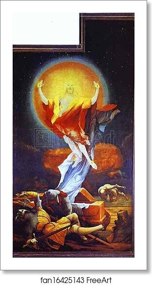 Free art print of The Resurrection (view with the open wings) by Matthias Grünewald