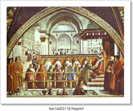 Free art print of The Confirmation of the Rule of the Order of St. Francis by Pope Honorius III. Detail by Domenico Ghirlandaio Free art print of The Confirmation of the Rule of the Order of St. Francis by Pope Honorius III. Detail by Domenico Ghirlandaio