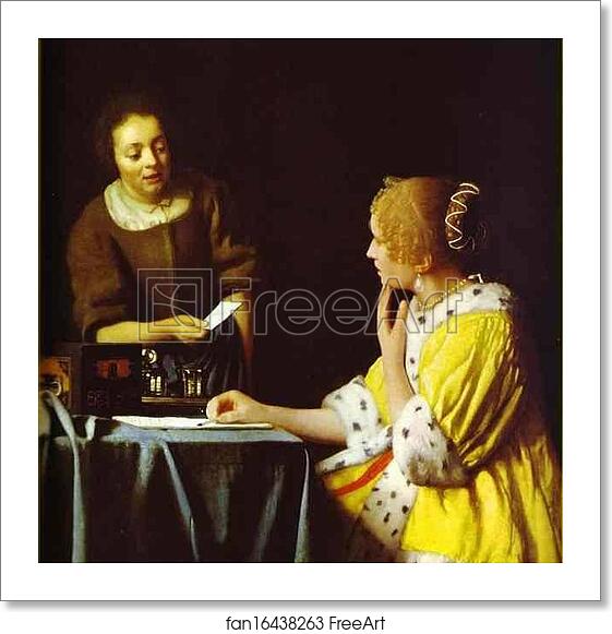 Free art print of Lady with Her Maidservant by Jan Vermeer Free art print of Lady with Her Maidservant by Jan Vermeer