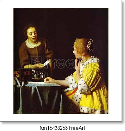 Free art print of Lady with Her Maidservant by Jan Vermeer