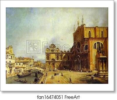 Free art print of Santi Giovanni e Paolo and the Scuola di San Marco by Giovanni Antonio Canale, Called Canaletto